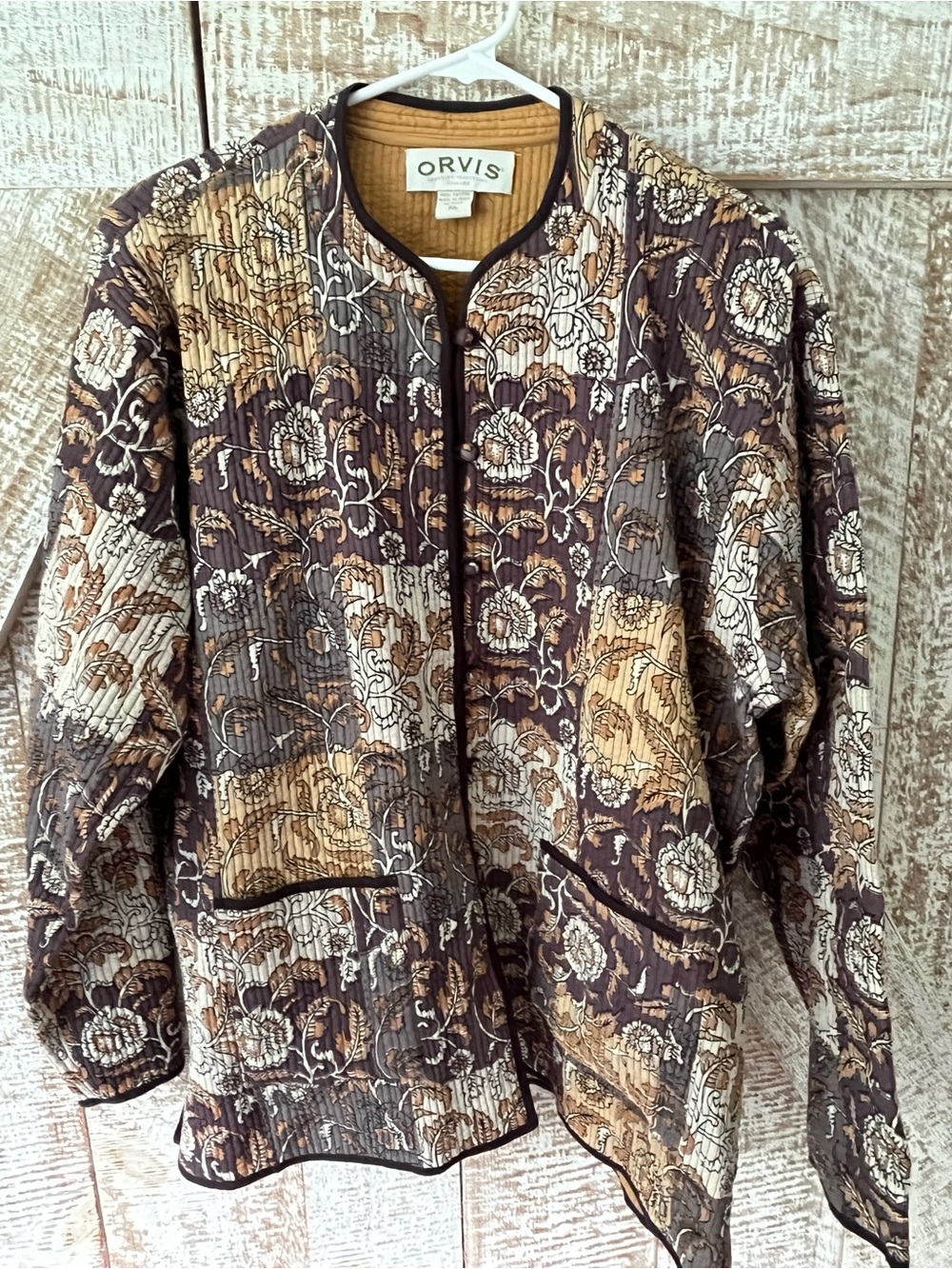 Orvis Vintage Women's Floral Quilted Jacket in Brown Multi size XL